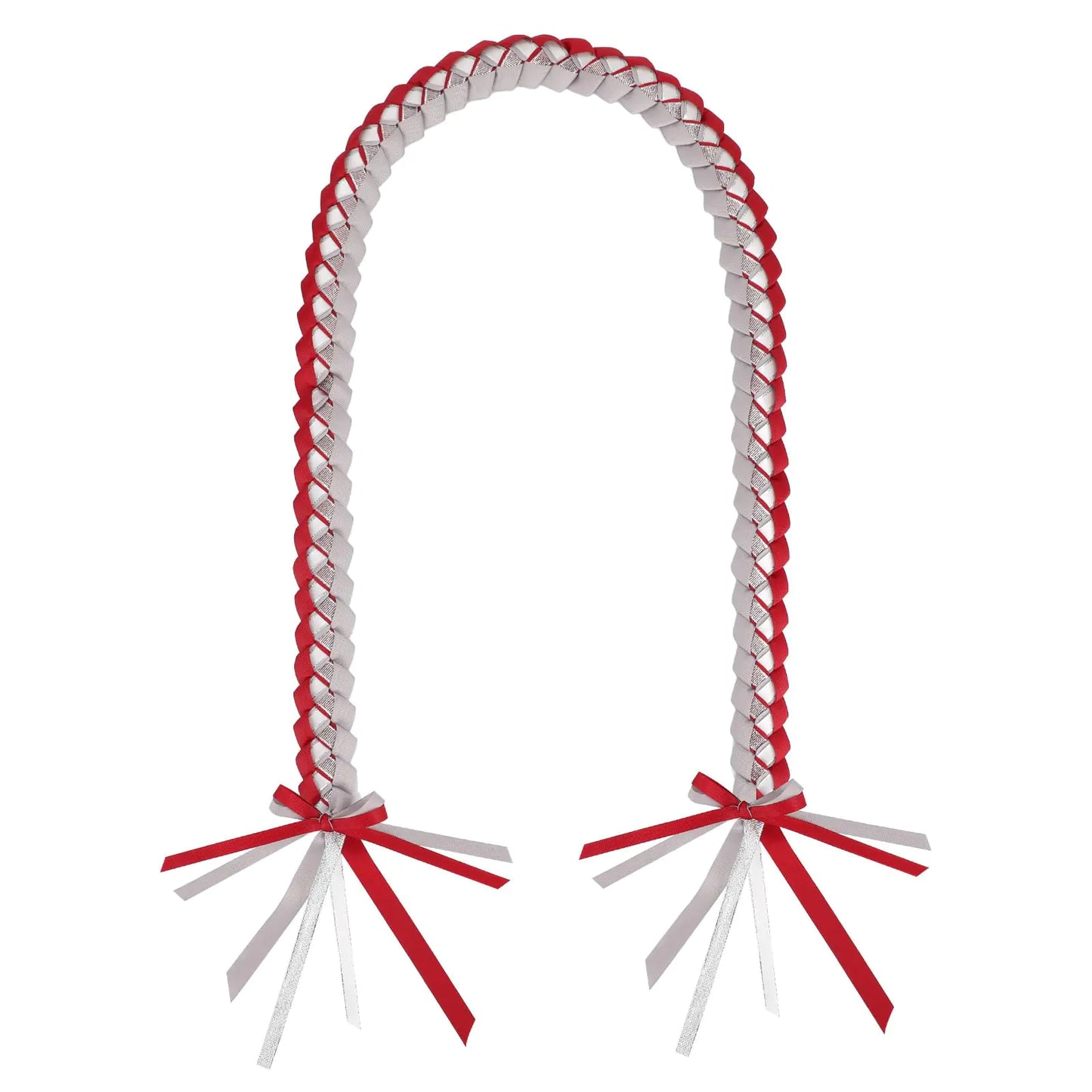 AUECOOME Graduation Ribbon Lei Graduation Leis 2025 graduation necklace Class of 2025 Graduation gift Braided necklace for men and women party accessories (Burgundy and gray 6)